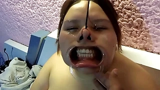 With the cock in the face with the addition of the cum in the eyes